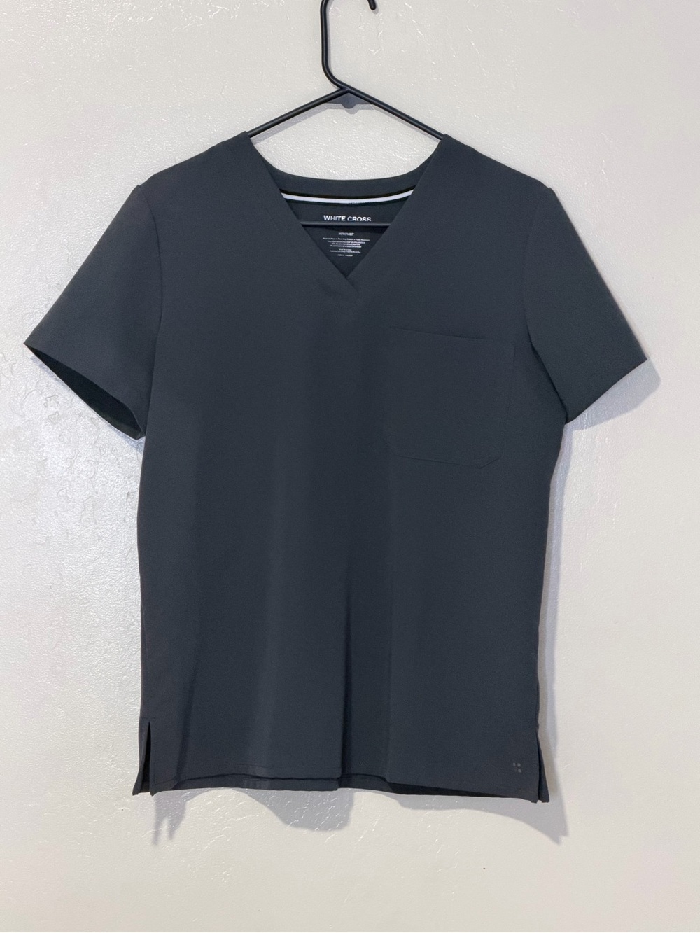 White Cross Short Sleeve V-Neck Shirt in Black